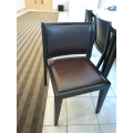 Dining Chairs Brown Leather With Black Legs and  Trim